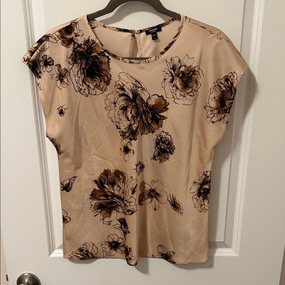 Express Beige Floral Women's Blouse